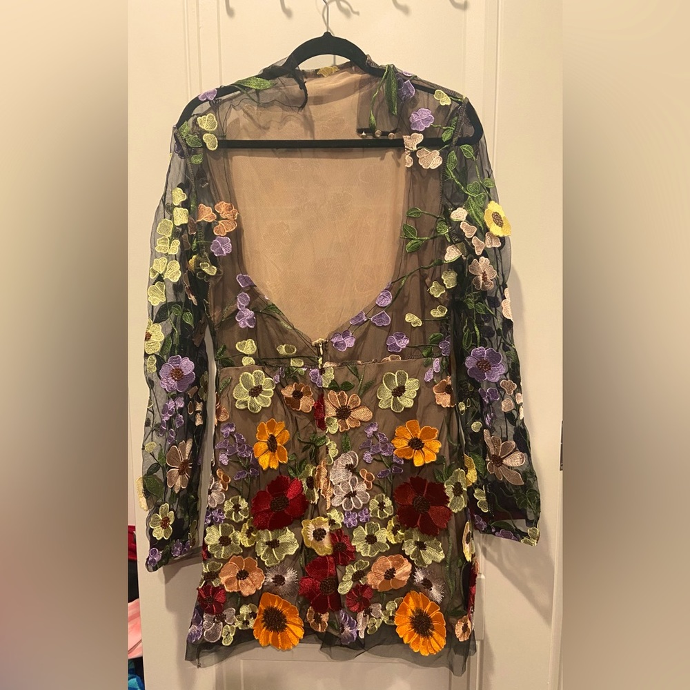 Floral appliqué dress